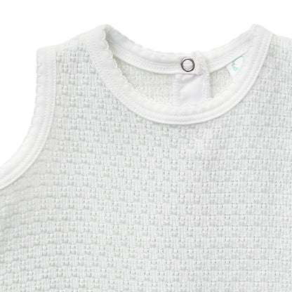 Paty Knit Pinstripe Sleeveless Diaper Set with Pima Trim