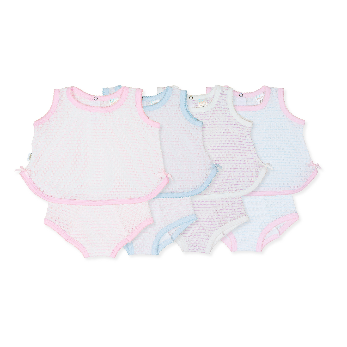 Paty Knit, 2 PC Sleeveless Diaper Set With And Without Bow