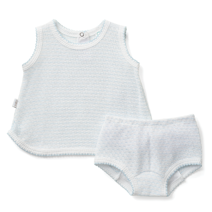 Paty Knit Pinstripe Sleeveless Diaper Set