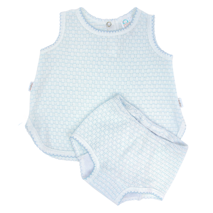 Paty Knit Pinstripe Sleeveless Diaper Set
