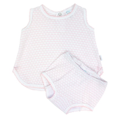Paty Knit Pinstripe Sleeveless Diaper Set