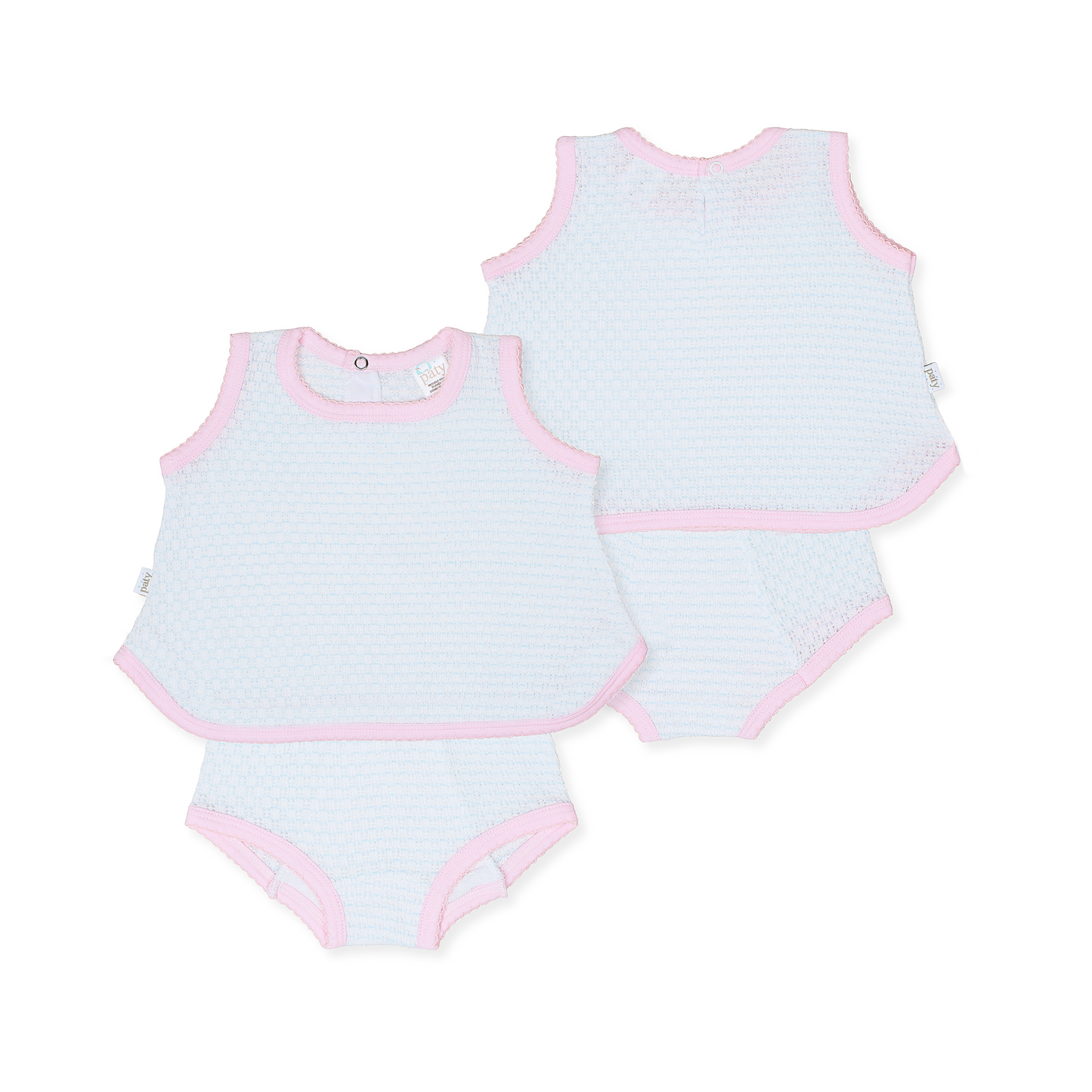 Paty Knit, 2 PC Sleeveless Diaper Set With And Without Bow