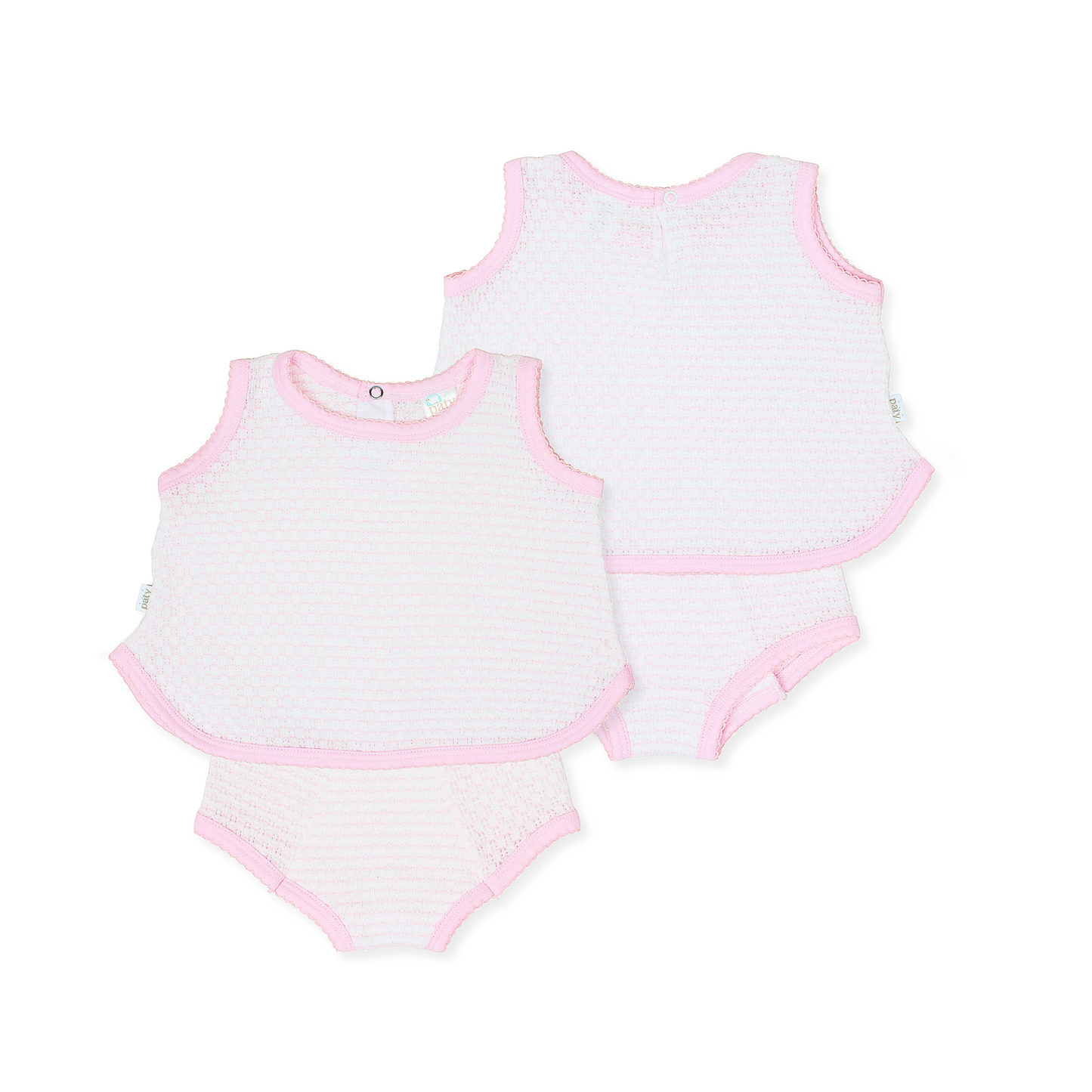 Paty Knit, 2 PC Sleeveless Diaper Set With And Without Bow