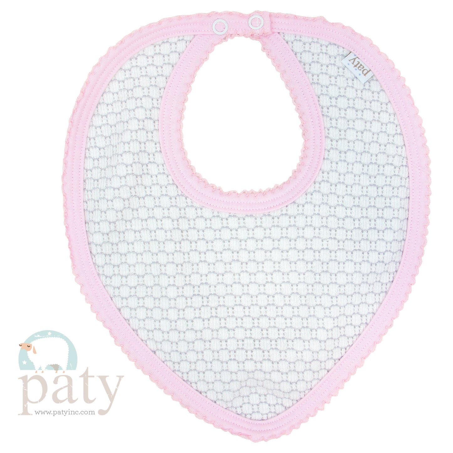 Grey Pinstripe Bandana Bib with Pink Trim