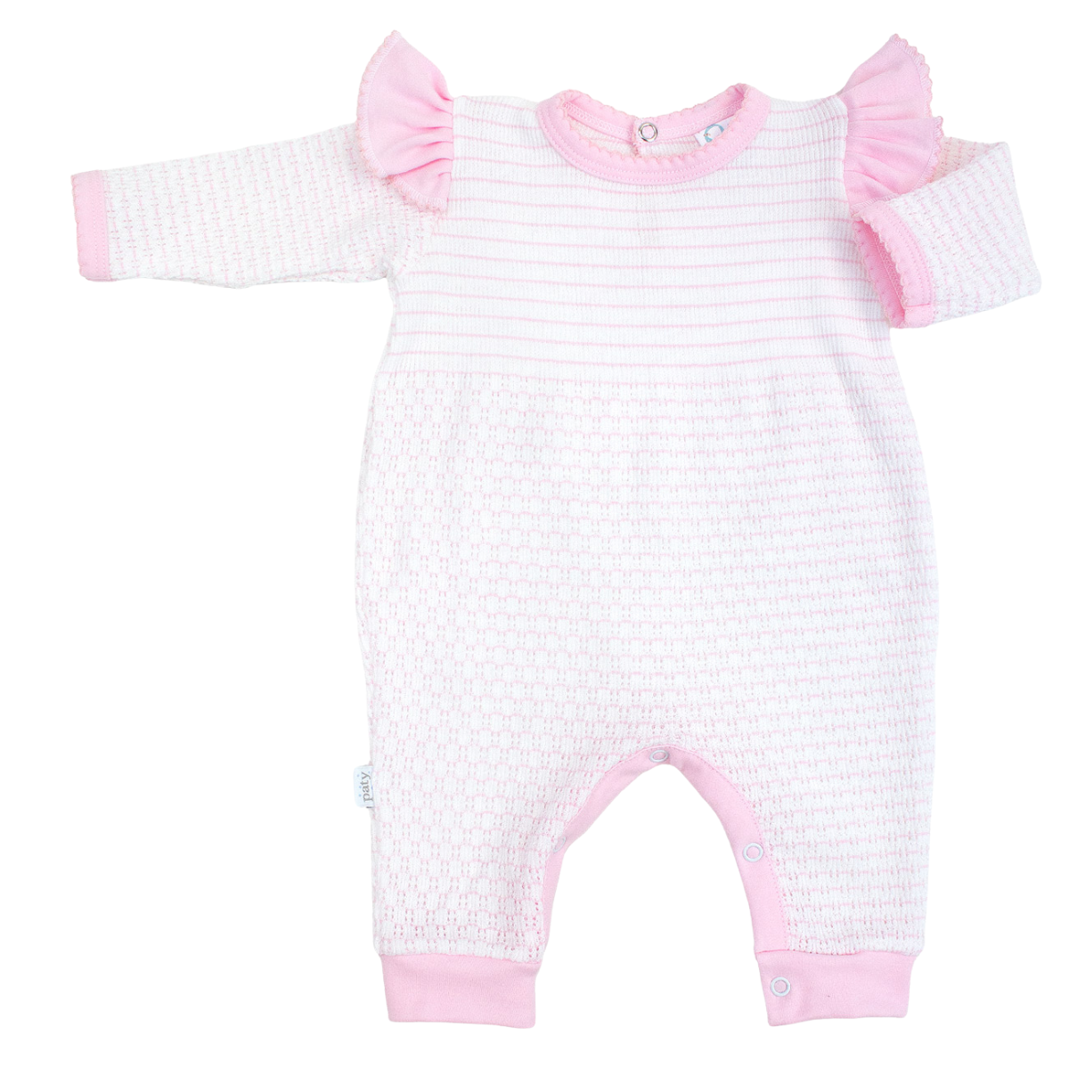 Paty Knit, Angel Sleeve Romper with Pima Trim #366LSASJ
