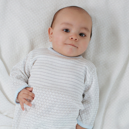Paty Knit Romper (Long Sleeve Pinstripe) #366LS