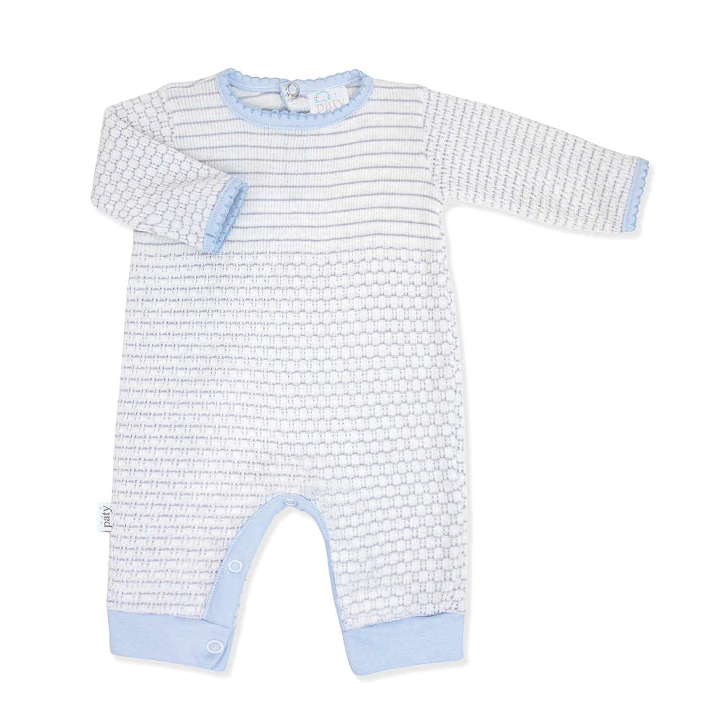 Paty Knit Pinstripe Romper with Pima Trim