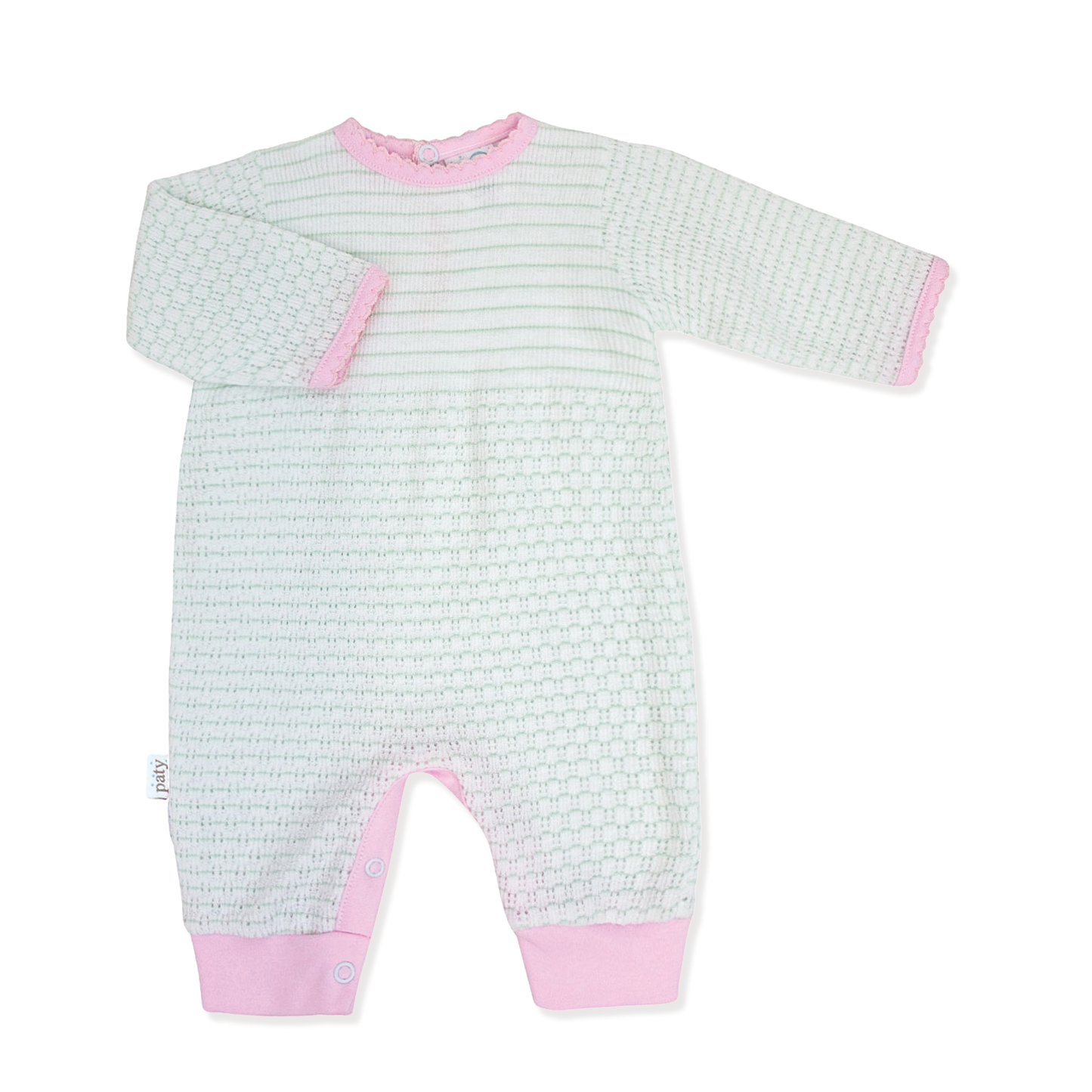 Paty Knit Pinstripe Romper with Pima Trim