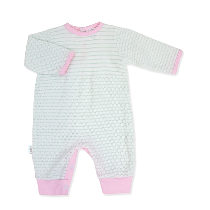Paty Knit Pinstripe Romper with Pima Trim