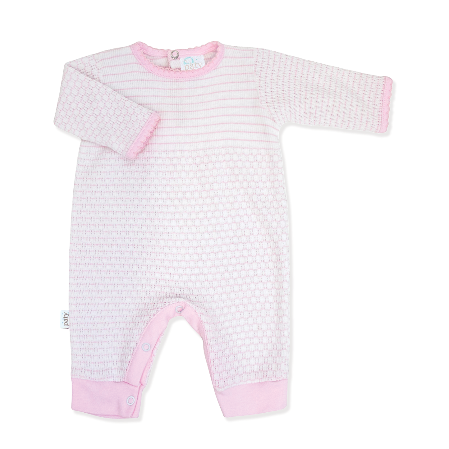 Paty Knit Pinstripe Romper with Pima Trim