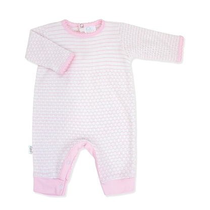 Paty Knit Pinstripe Romper with Pima Trim