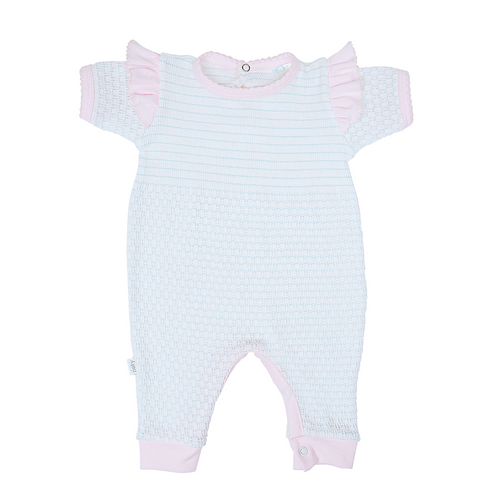 Paty Knit, Angel Sleeve Romper with Pima Trim #366SSASJ