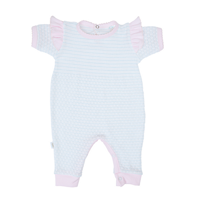 Paty Knit, Angel Sleeve Romper with Pima Trim #366SSASJ