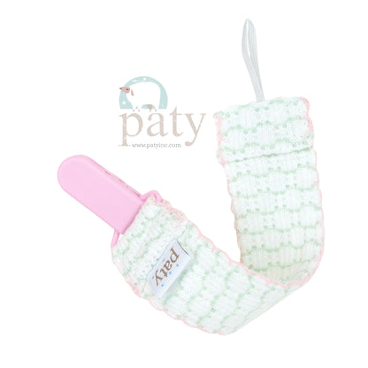 Paty Knit Pacifier Clip, Pinstripe #389