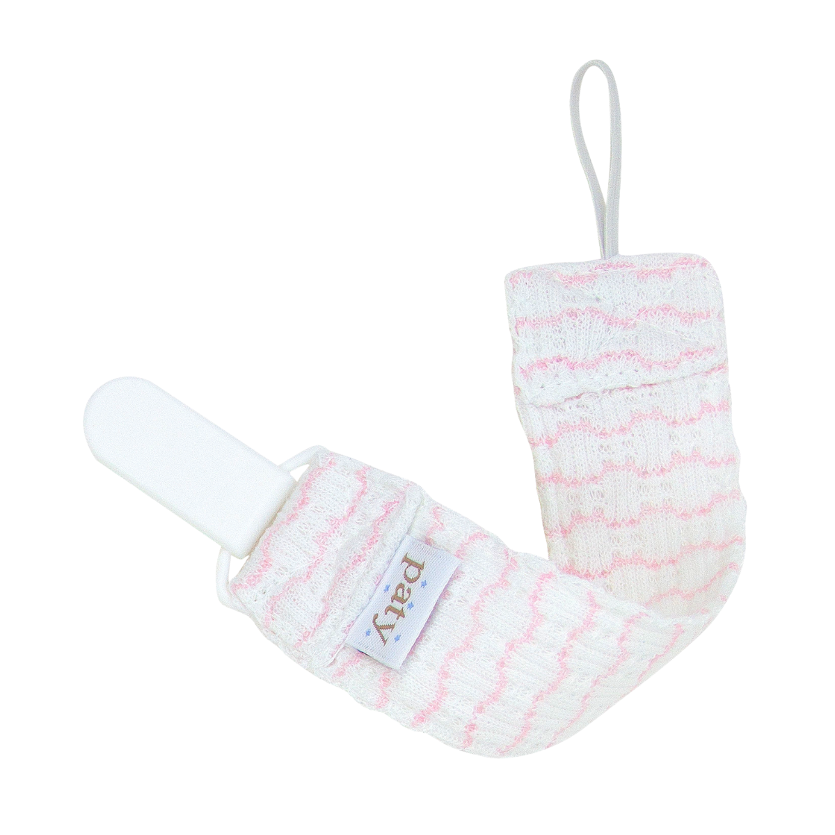 Paty Knit Pacifier Clip, Pinstripe #389