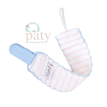 Paty Knit Pacifier Clip, Pinstripe #389