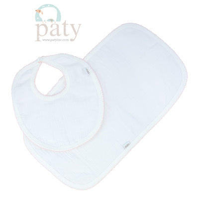 100% Cotton, Double Gauze Bib / Burp Set