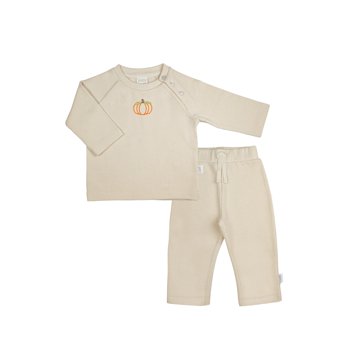 Paty Organic Cotton Boys Waffle Knit Pumpkin Embroidery Lounge Set