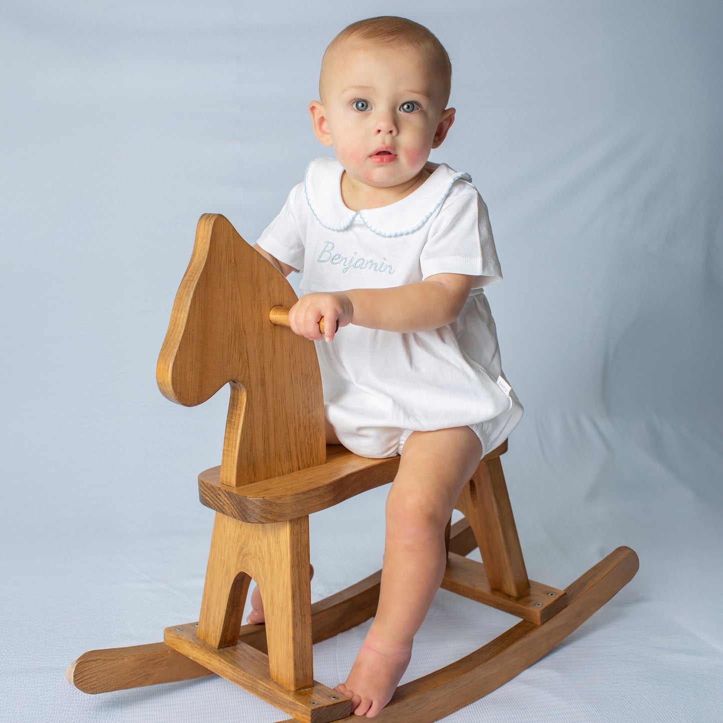 Paty Organic Cotton Onesie with Peter Pan Collar and Pleated Front