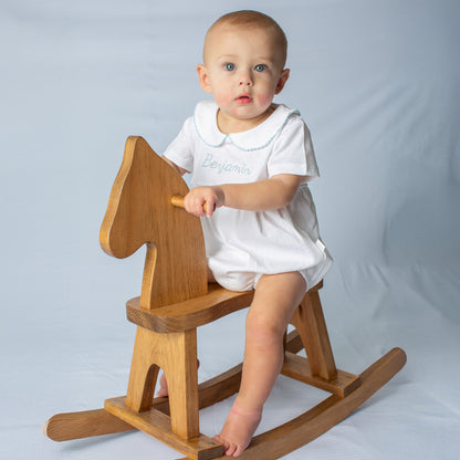 Paty Organic Cotton Onesie with Peter Pan Collar and Pleated Front