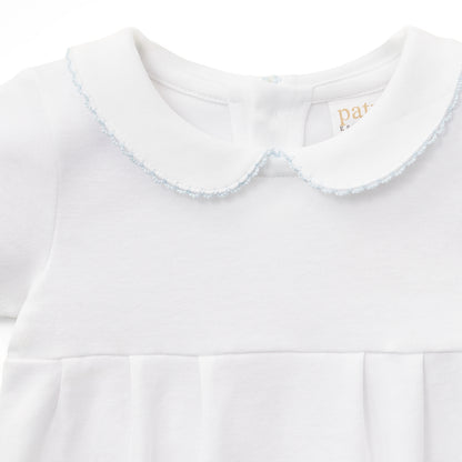 Paty Organic Cotton Onesie with Peter Pan Collar and Pleated Front