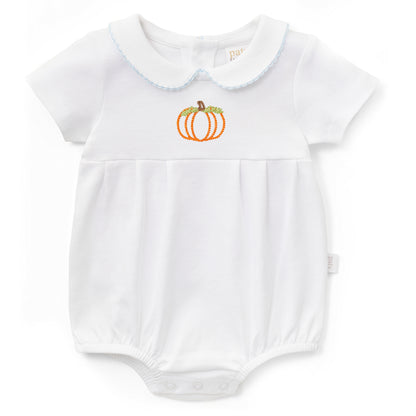 Paty Organic Cotton Onesie with Peter Pan Collar and Pleated Front