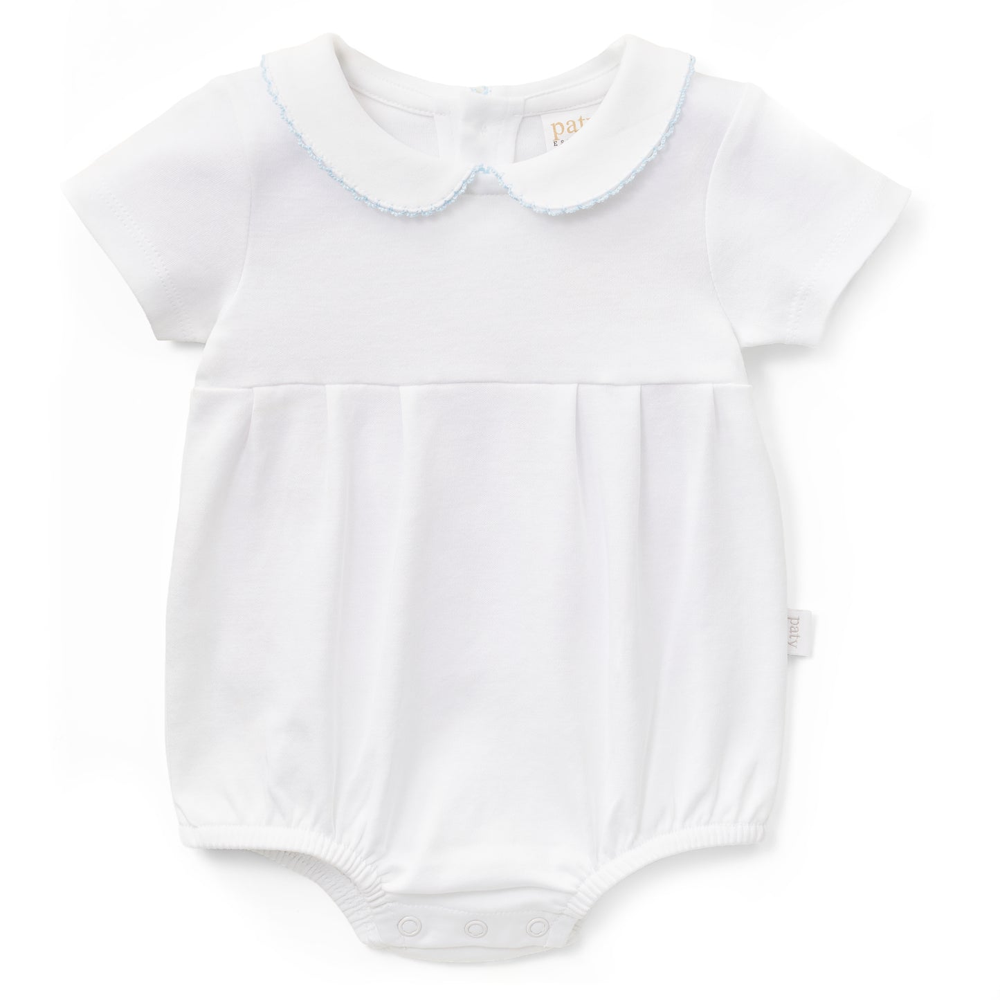 Paty Organic Cotton Onesie with Peter Pan Collar and Pleated Front