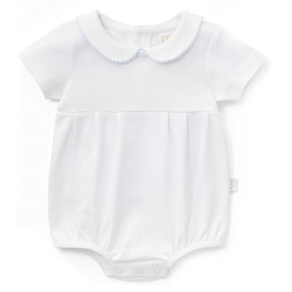 Paty Organic Cotton Onesie with Peter Pan Collar and Pleated Front