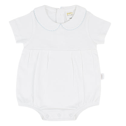 Paty Organic Cotton Onesie with Peter Pan Collar and Pleated Front