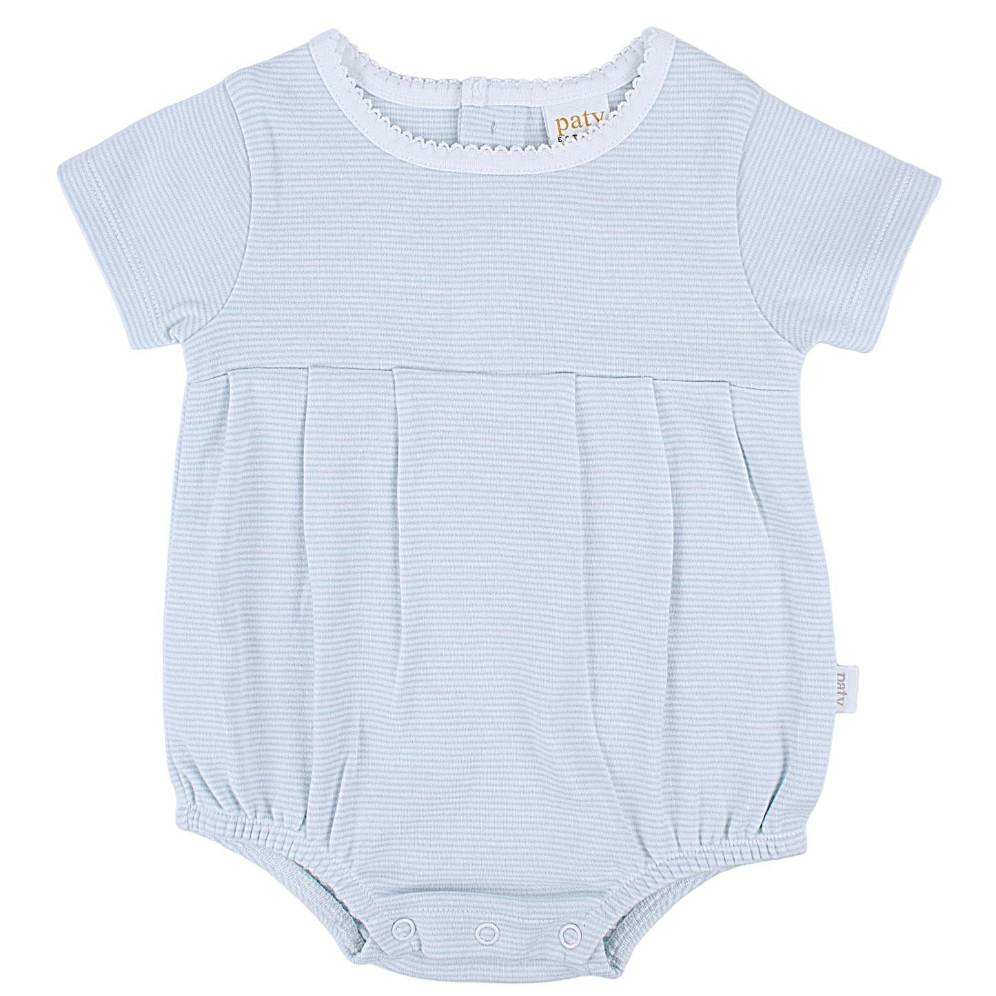 Paty Organic Cotton Baby Bubble with Picot Trim and Pleated Front