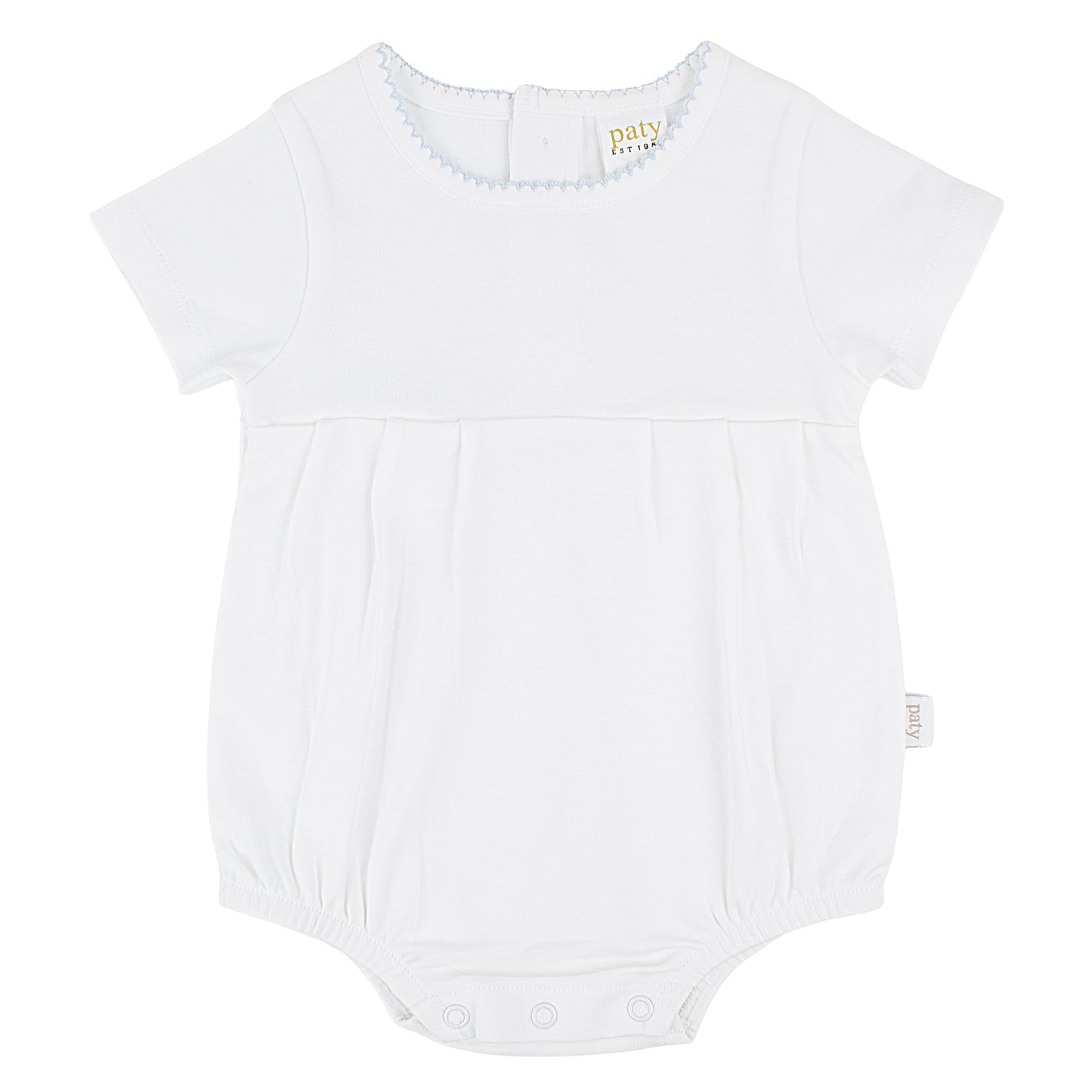 Paty Organic Cotton Baby Bubble with Picot Trim and Pleated Front