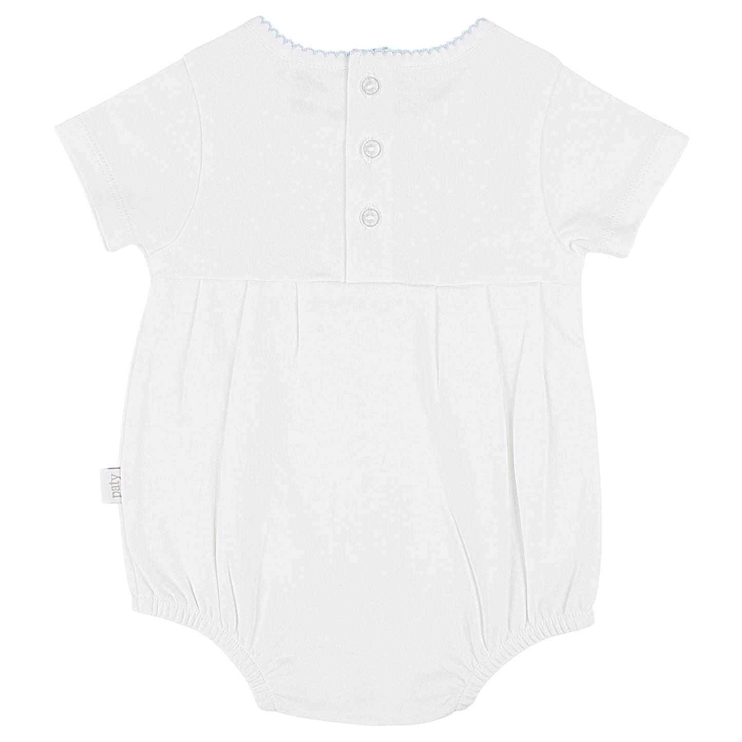 Paty Organic Cotton Baby Bubble with Picot Trim and Pleated Front