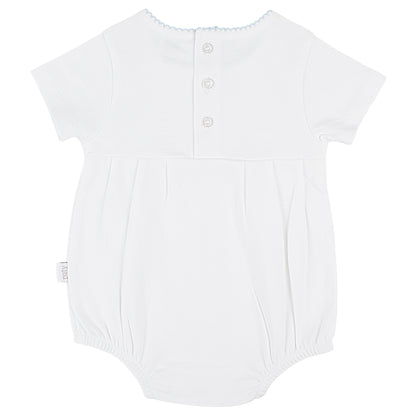 Paty Organic Cotton Baby Bubble with Picot Trim and Pleated Front