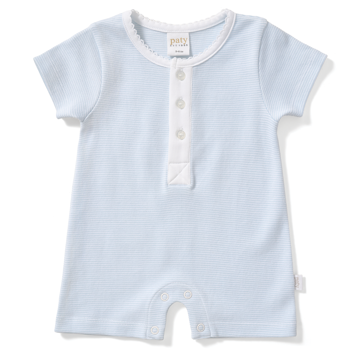 Paty Organic Cotton Striped Romper with Button Placket
