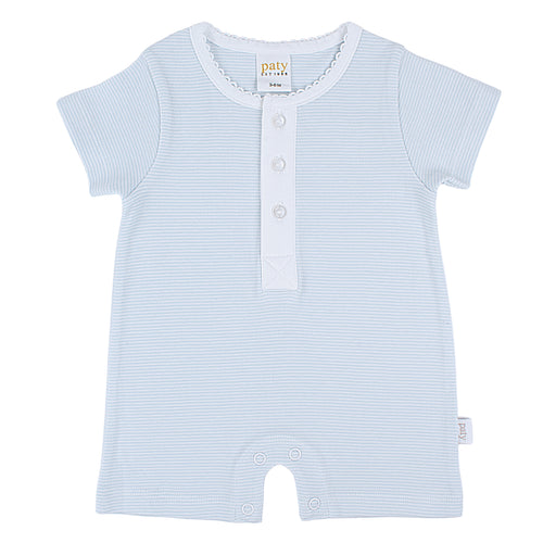 Paty Organic Cotton Baby Boy Romper in Stripe with Button Placket