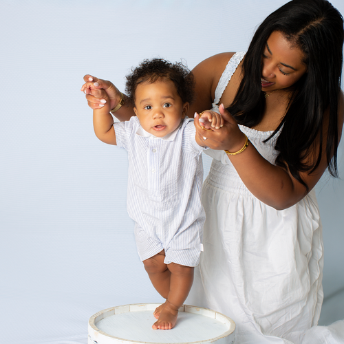 Paty Organic Cotton Seersucker Shortall with Collar