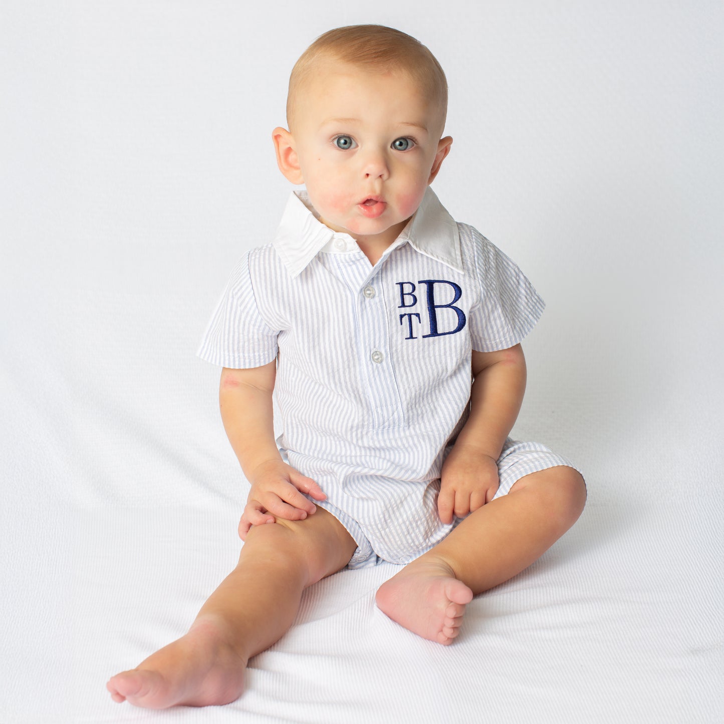 Paty Organic Cotton Seersucker Shortall with Collar