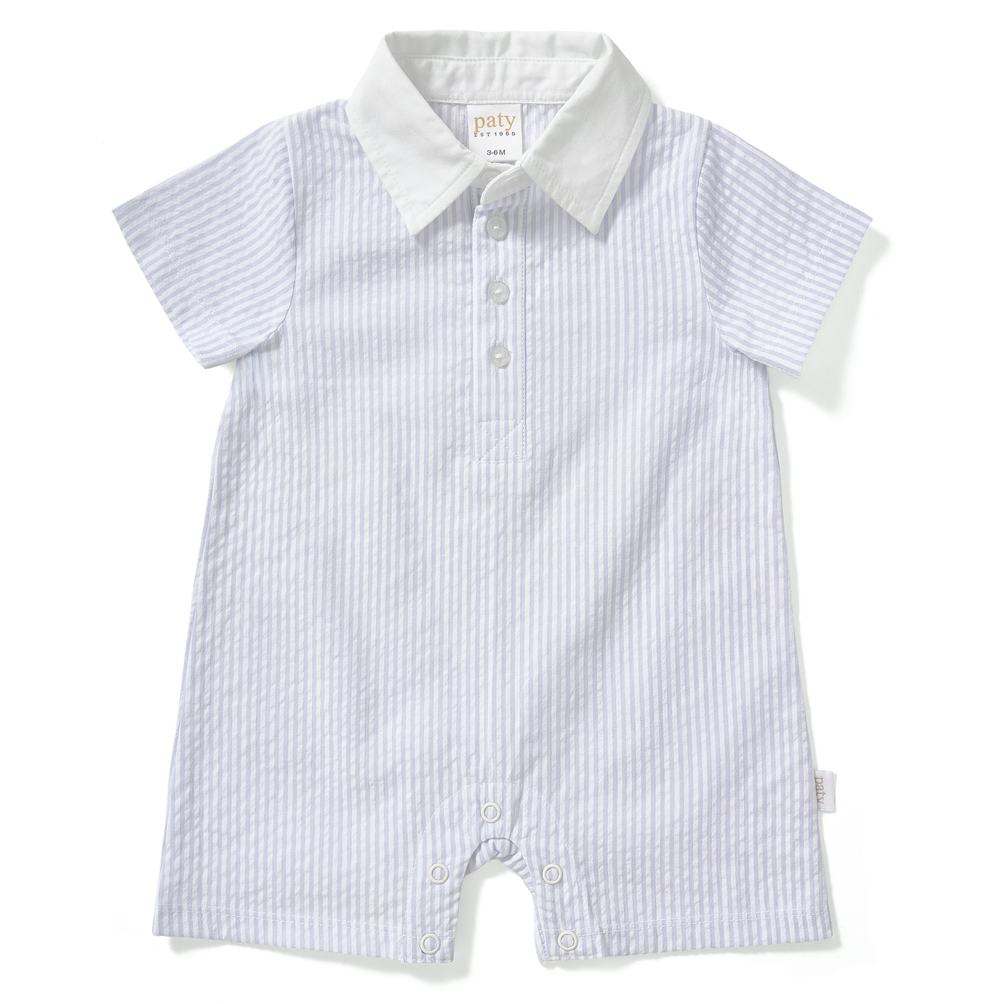 Paty Organic Cotton Seersucker Shortall with Collar