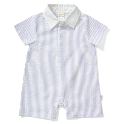 Paty Organic Cotton Seersucker Shortall with Collar