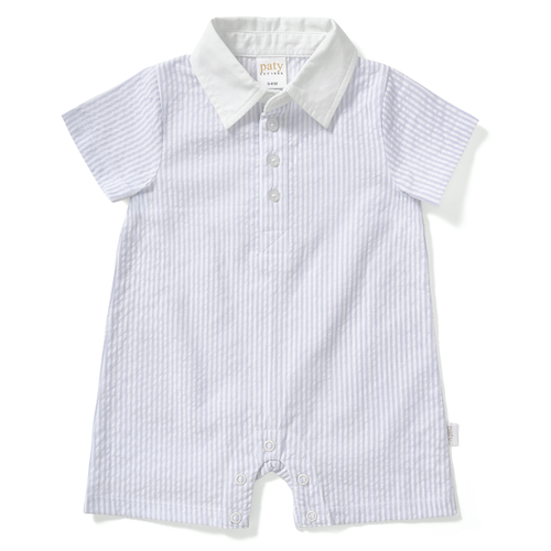 Paty Organic Cotton Seersucker Shortall with Collar