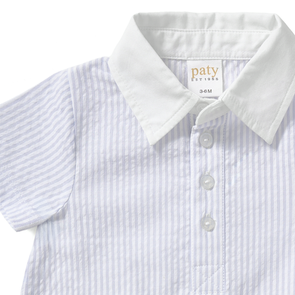 Paty Organic Cotton Seersucker Shortall with Collar
