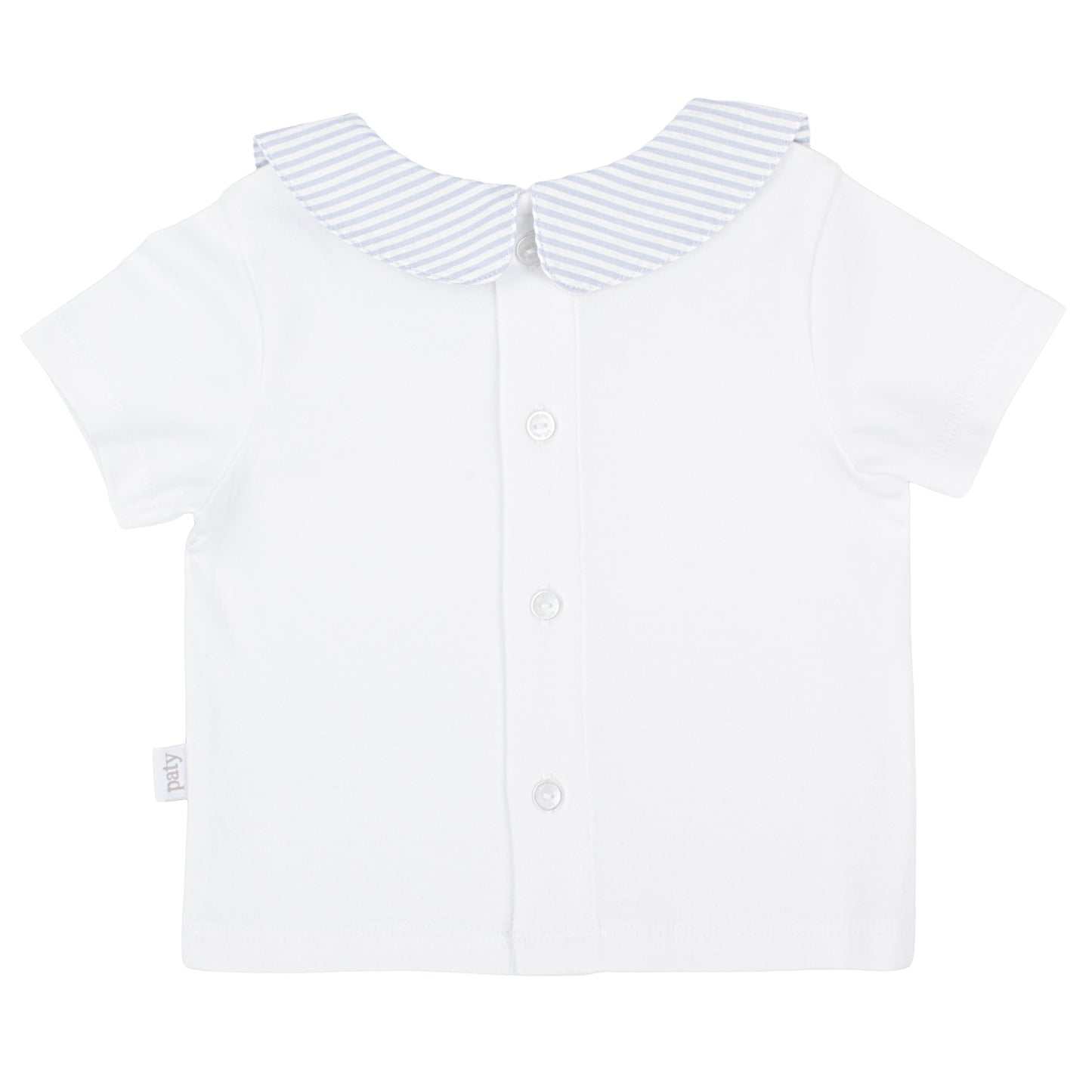 Paty Organic Cotton Baby Boy Set with Peter Pan Collar Shirt and Stripe Shorts