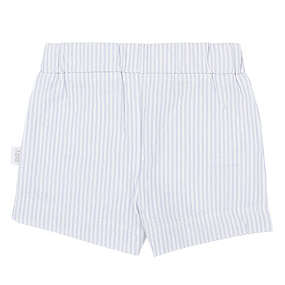 Paty Organic Cotton Baby Boy Set with Peter Pan Collar Shirt and Stripe Shorts