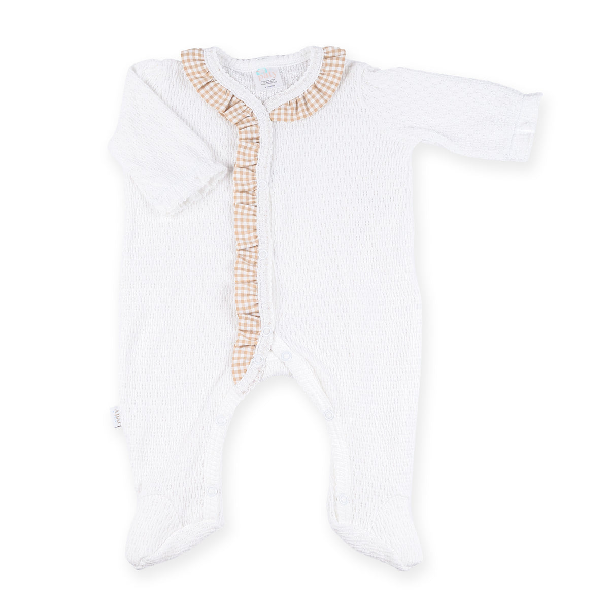 PatyKnit™ Footie with Gingham Ruffle