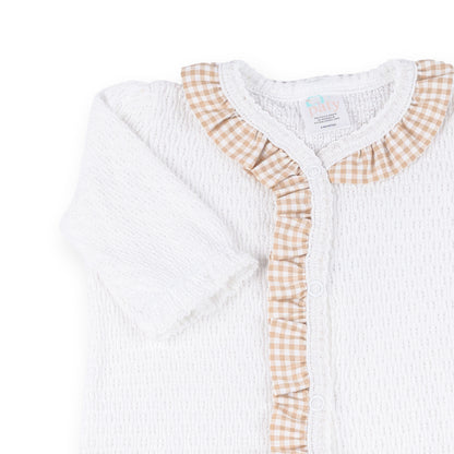 PatyKnit™ Footie with Gingham Ruffle