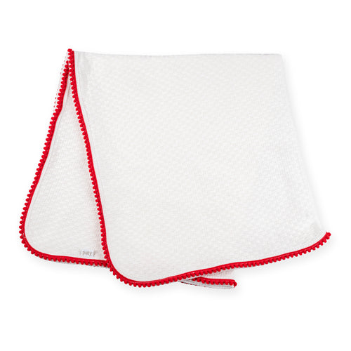 PatyKnit™ Blanket with Baby Pom Trim