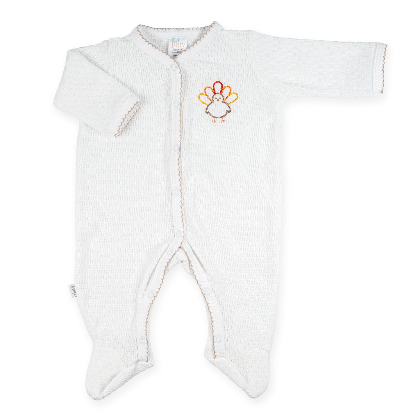 PatyKnit™ Footie with Turkey Embroidery