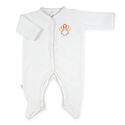 PatyKnit™ Footie with Turkey Embroidery