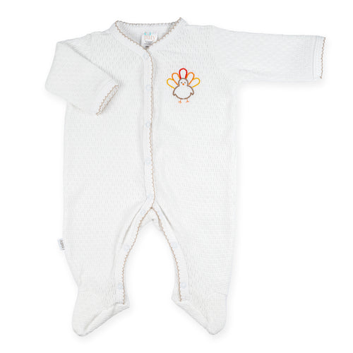 PatyKnit™ Footie with Turkey Embroidery