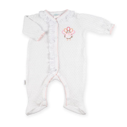 PatyKnit™ Eyelet Footie with Turkey Embroidery